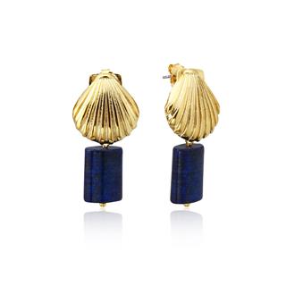 Zircon Shell Lapis Lazuli Earring