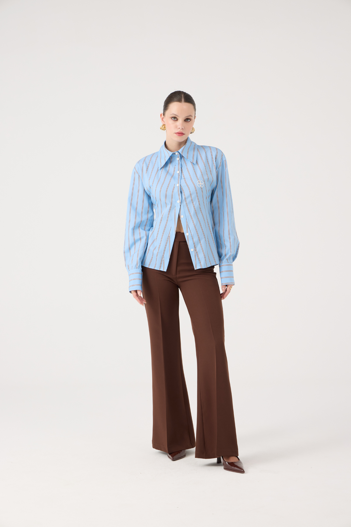 Spanish Style High Waist Calista Trousers Coffee