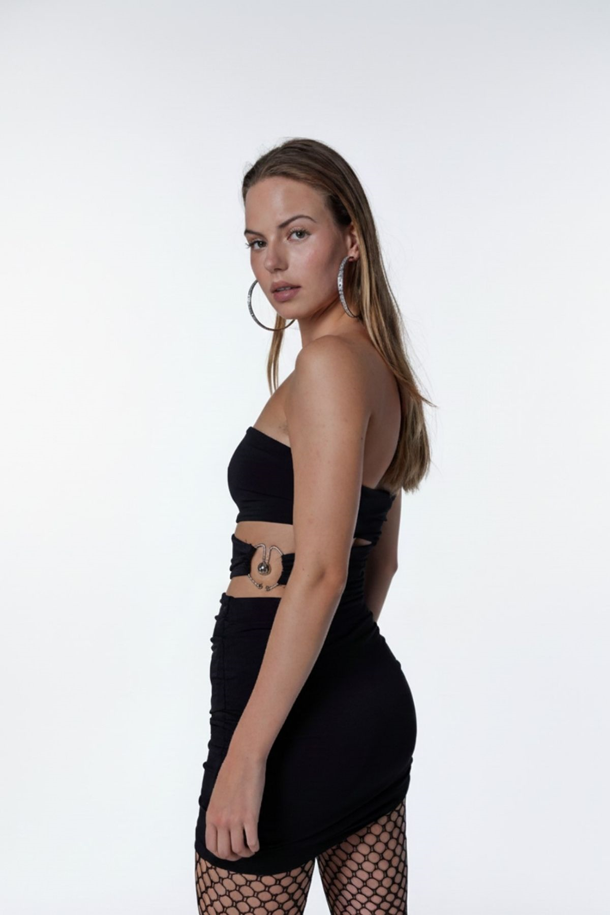 Straplez Mini Buble Elbise Siyah