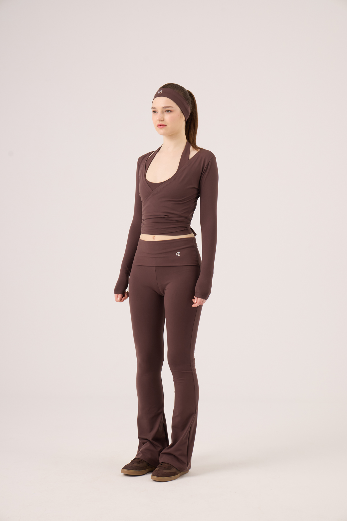 Ellen Flare Leggings with Waistband, Brown