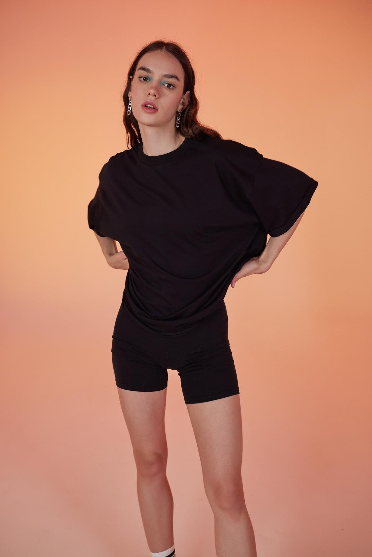  Pamuklu Unisex Oversize Lure Tshirt Siyah