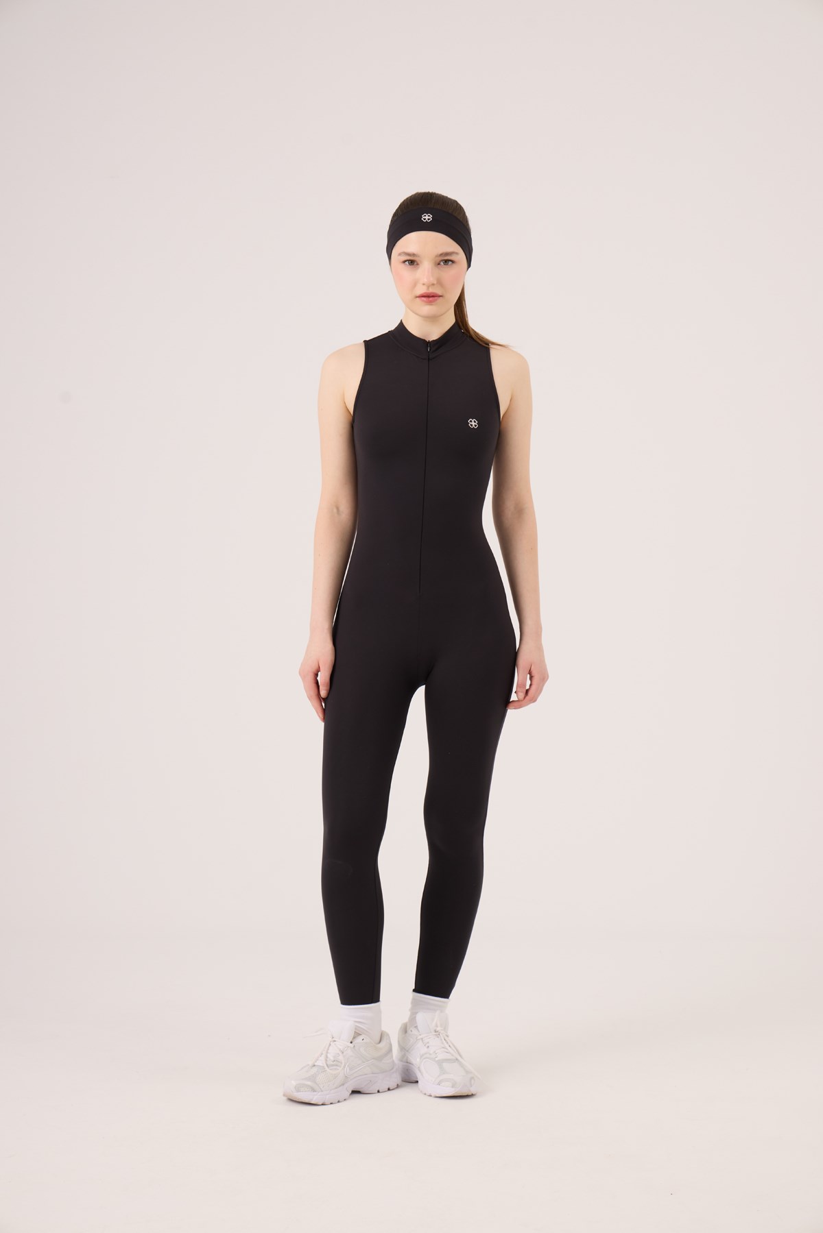 Fermuarlı Kolsuz Rider Tulum Siyah