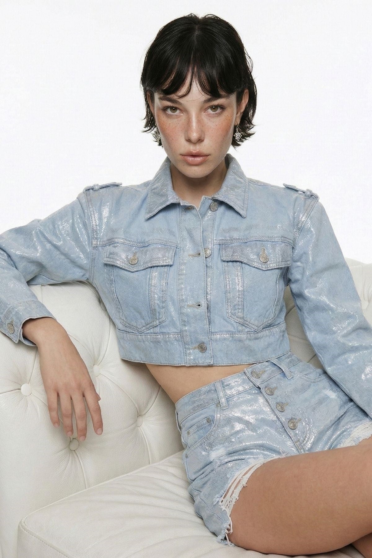 Glossy Jean Jacket Blue