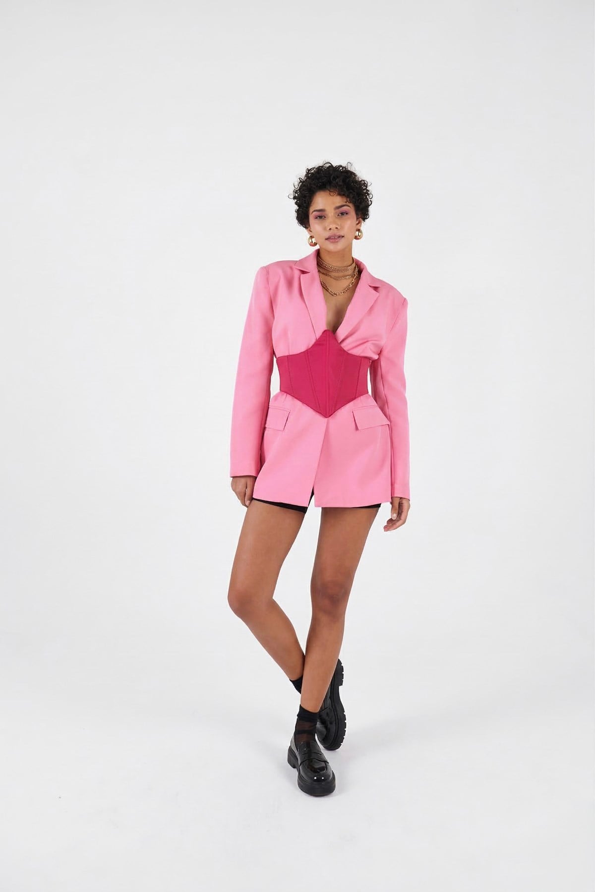 Arkası Gipeli Satin Korse Pembe