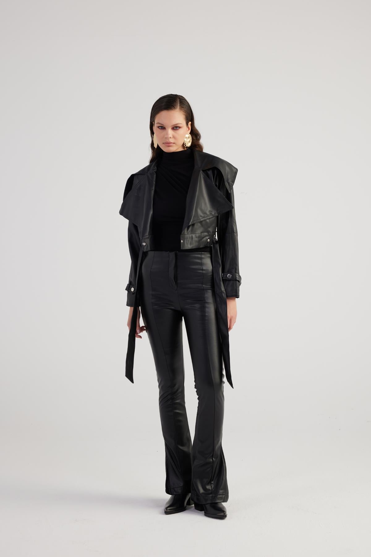Neeko Leather Trousers Black