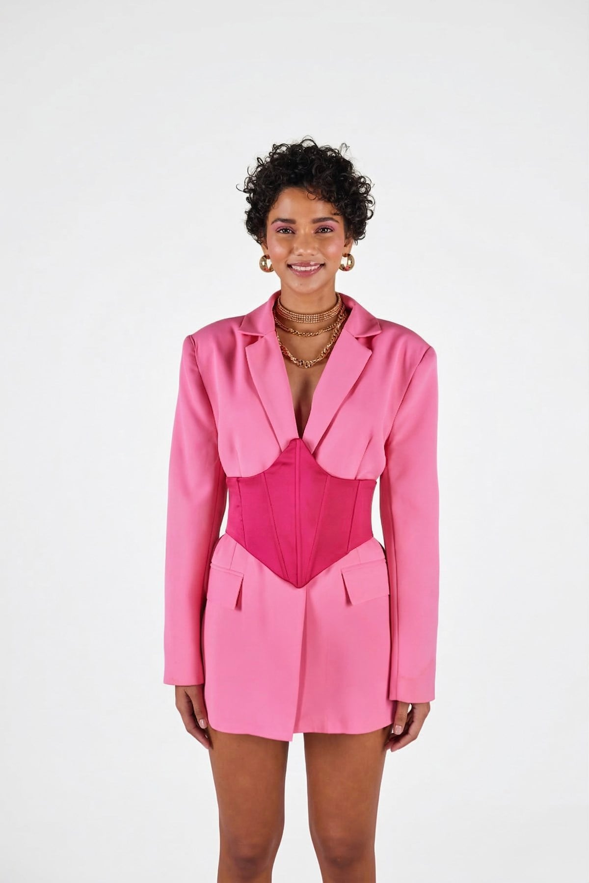 Arkası Gipeli Satin Korse Pembe