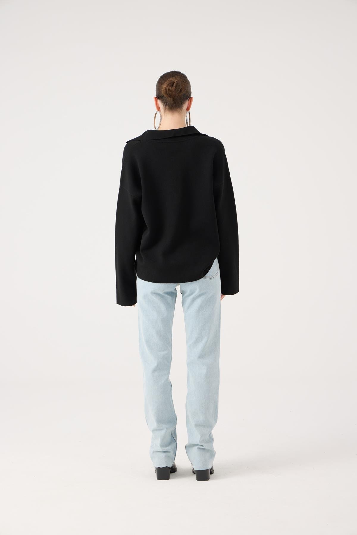 Yüksek Bel Straight Kesim Sagrado Jean Pantolon Mavi (Buz)