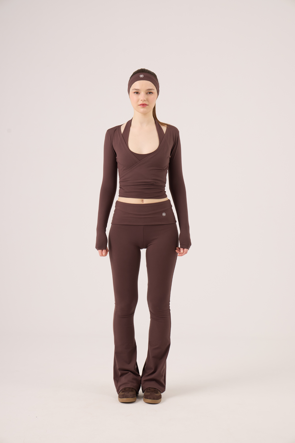 Ellen Flare Leggings with Waistband, Brown