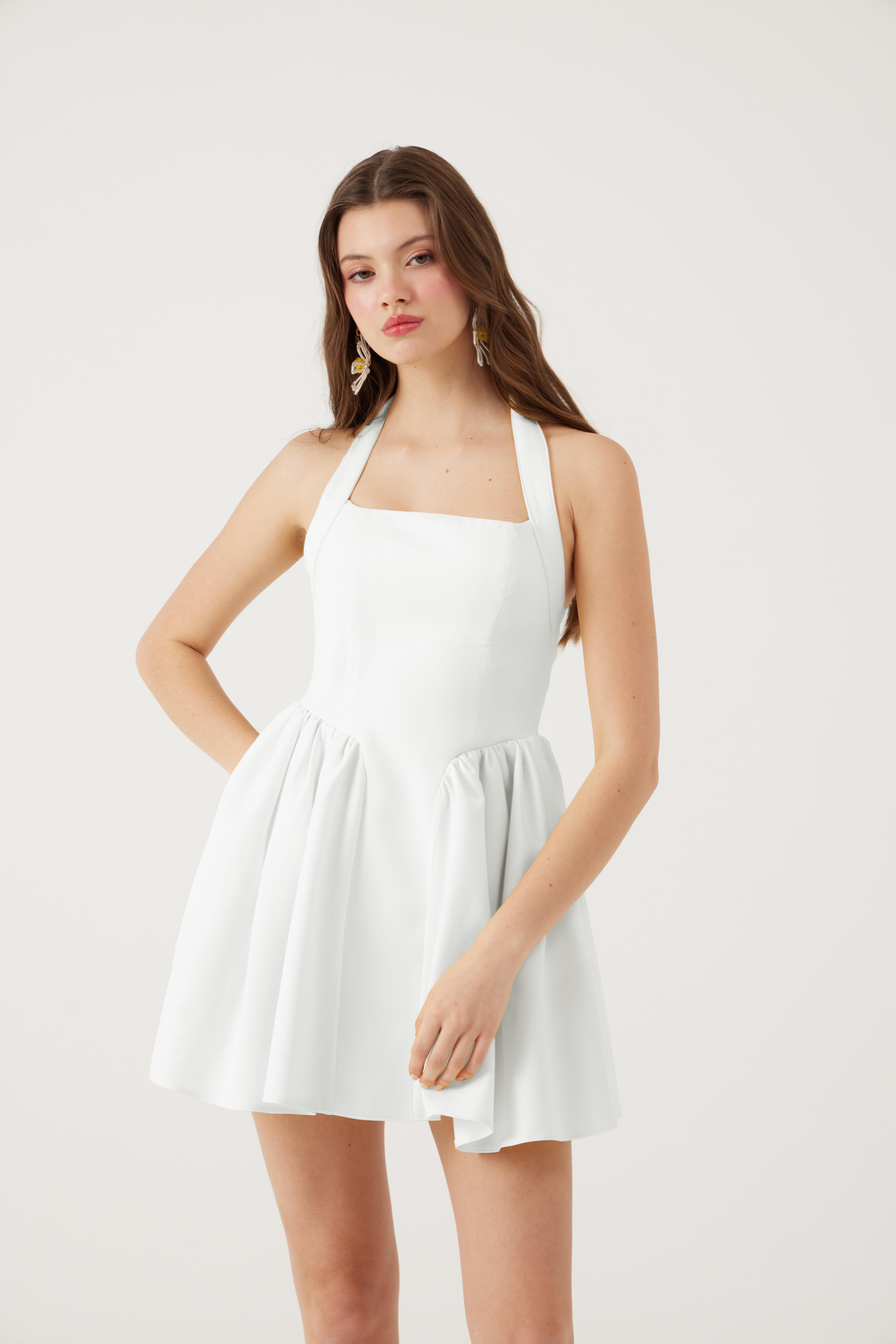 Cepli Mini Felici Elbise Beyaz