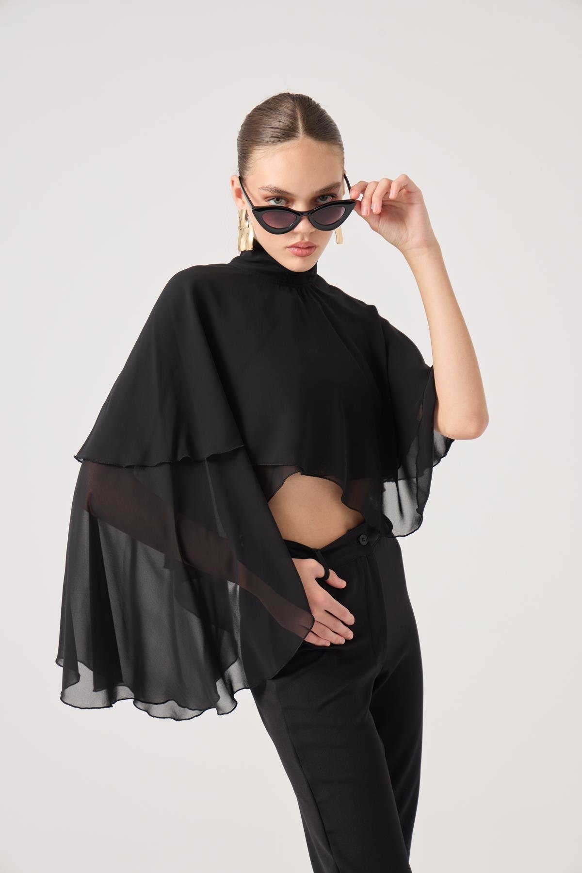 Pelerin Model Bena Bluz Siyah