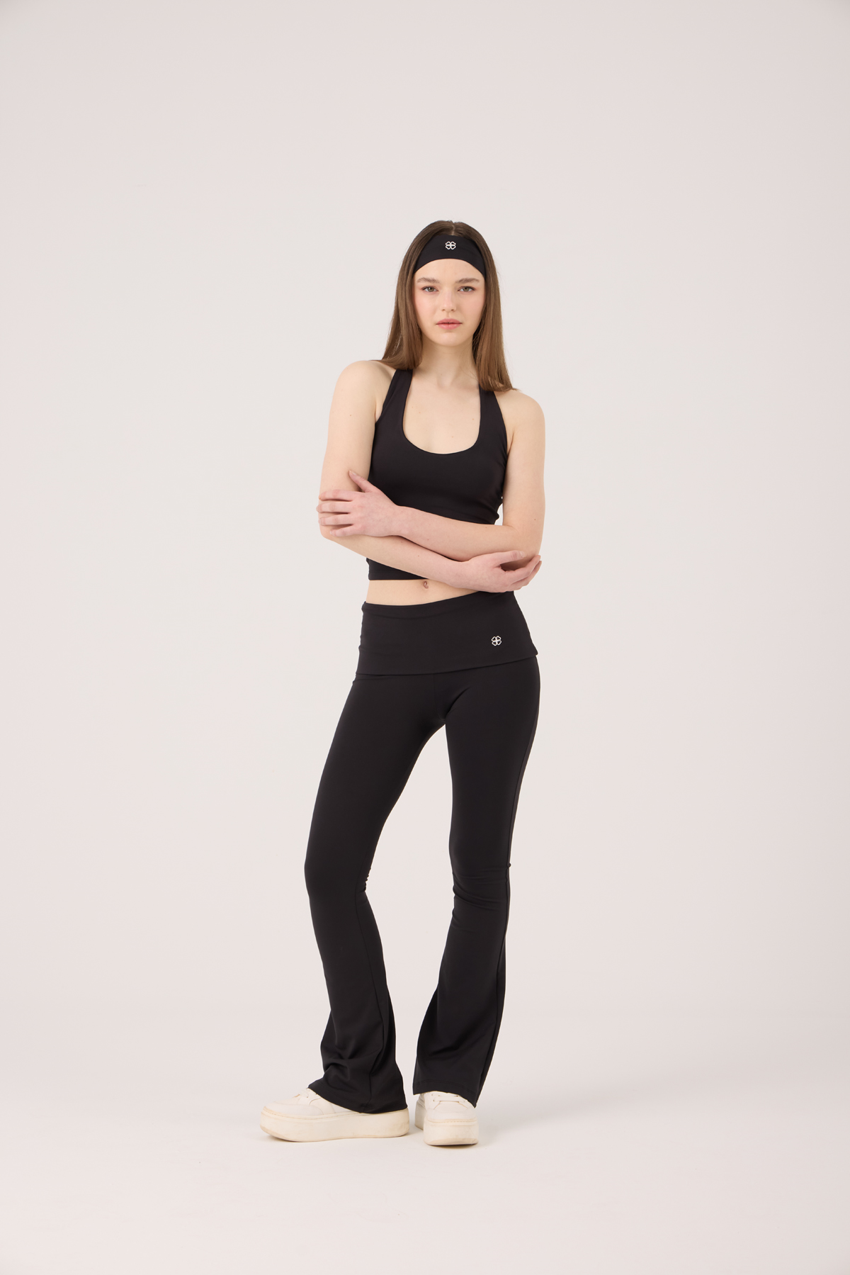 Ellen Flare Leggings with Waistband, Black