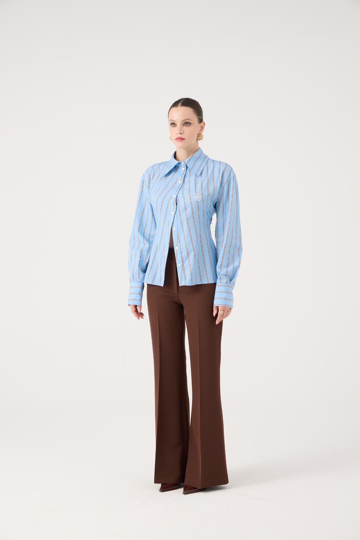 Spanish Style High Waist Calista Trousers Coffee