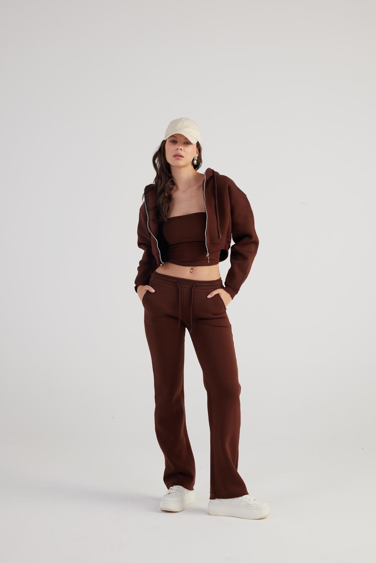 Mixed Sweatpants Brown