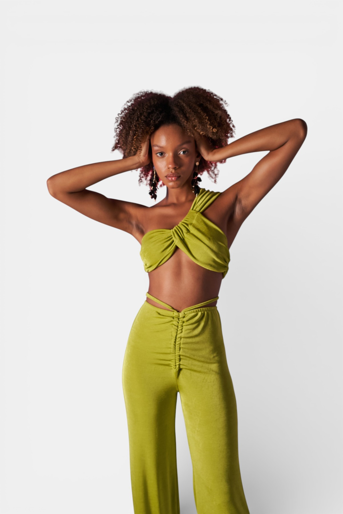 Omuz Detaylı Beatrice Crop Yeşil