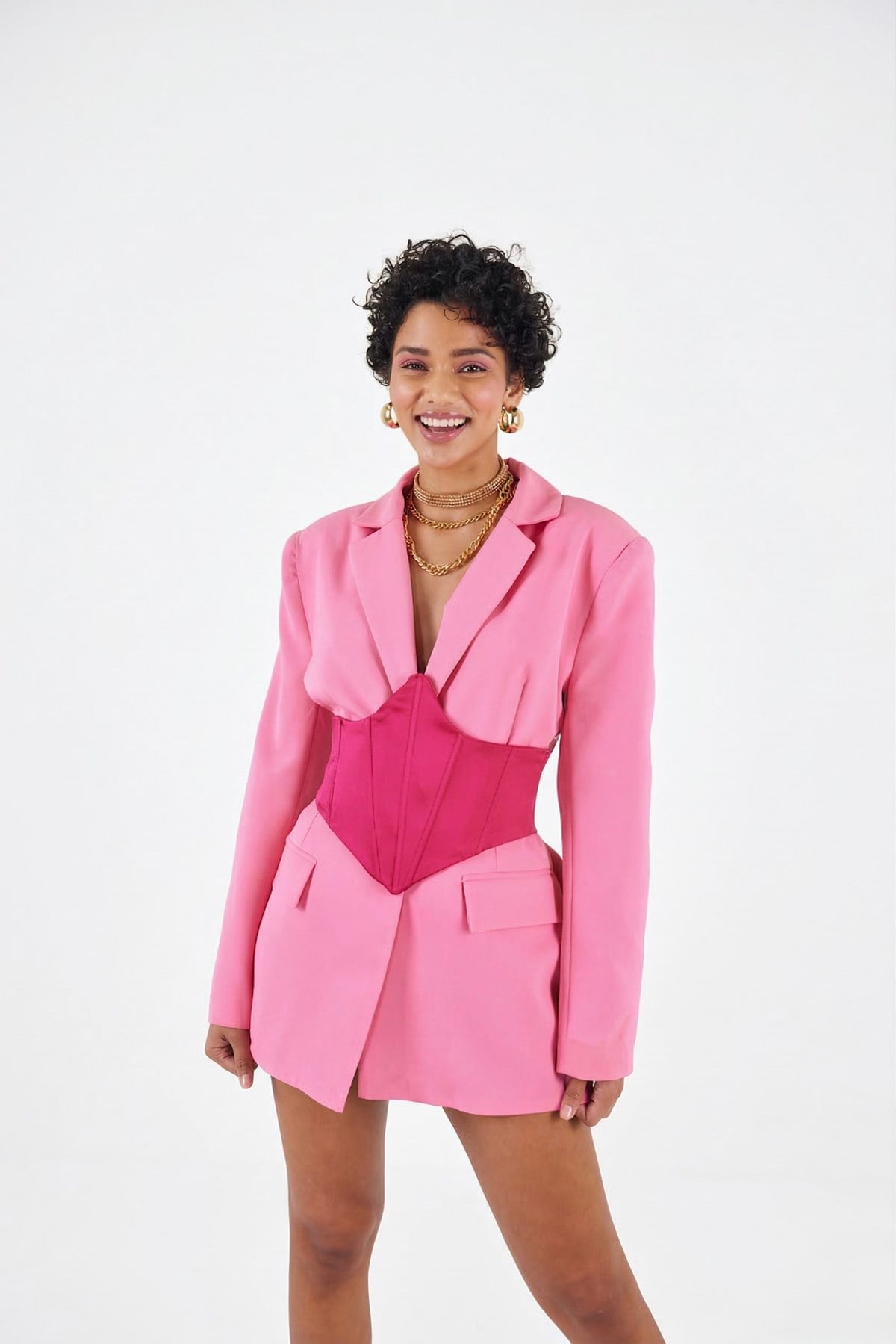 Arkası Gipeli Satin Korse Pembe