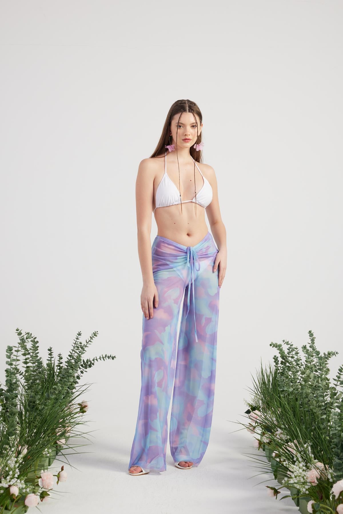 Shirred Pareo Pants Lilac
