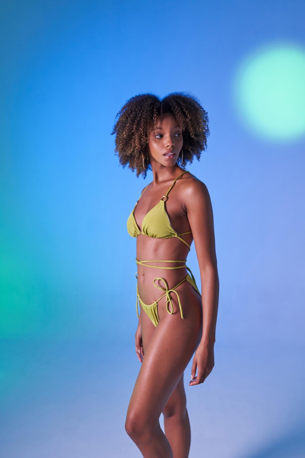 Bağcıklı U Kesim Brezilya Model Slim Delphi Bikini Altı Yeşil