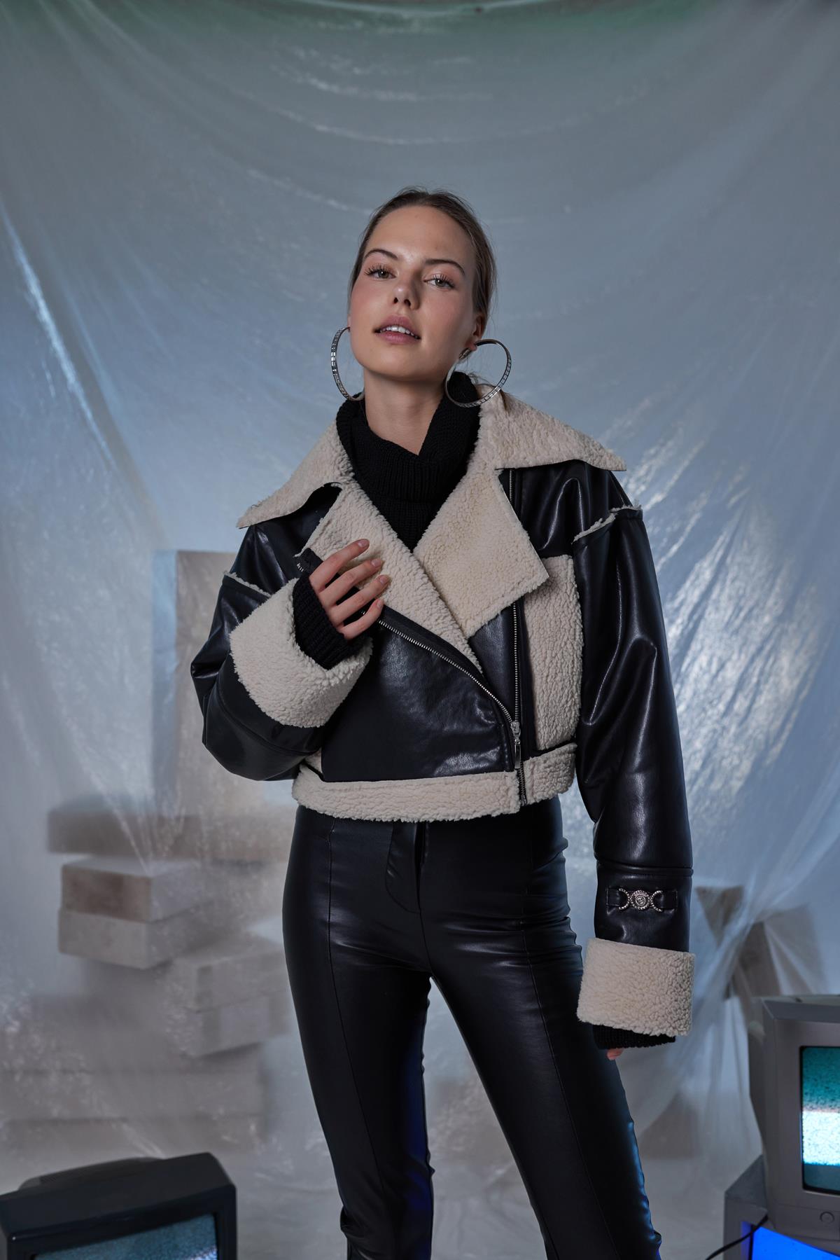 İçi Kürklü Biker Model Aspen Deri Mont