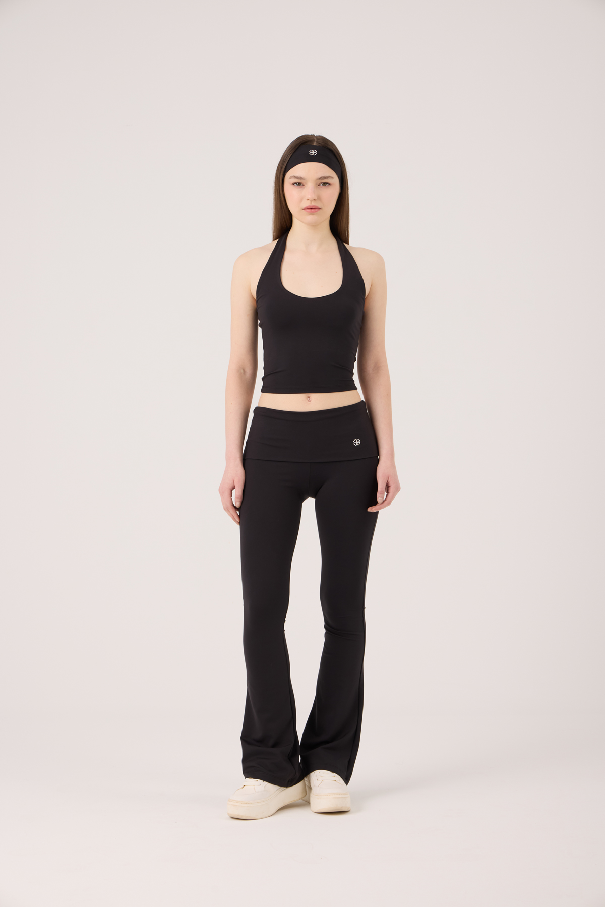 Ellen Flare Leggings with Waistband, Black