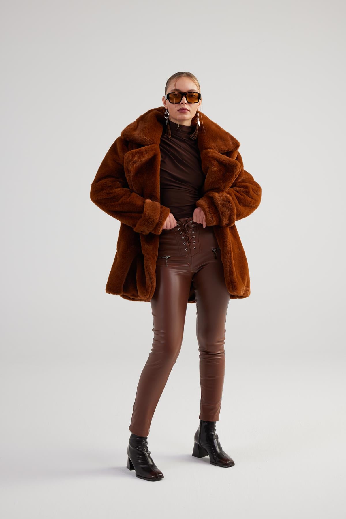 Gina Leather Trousers Brown