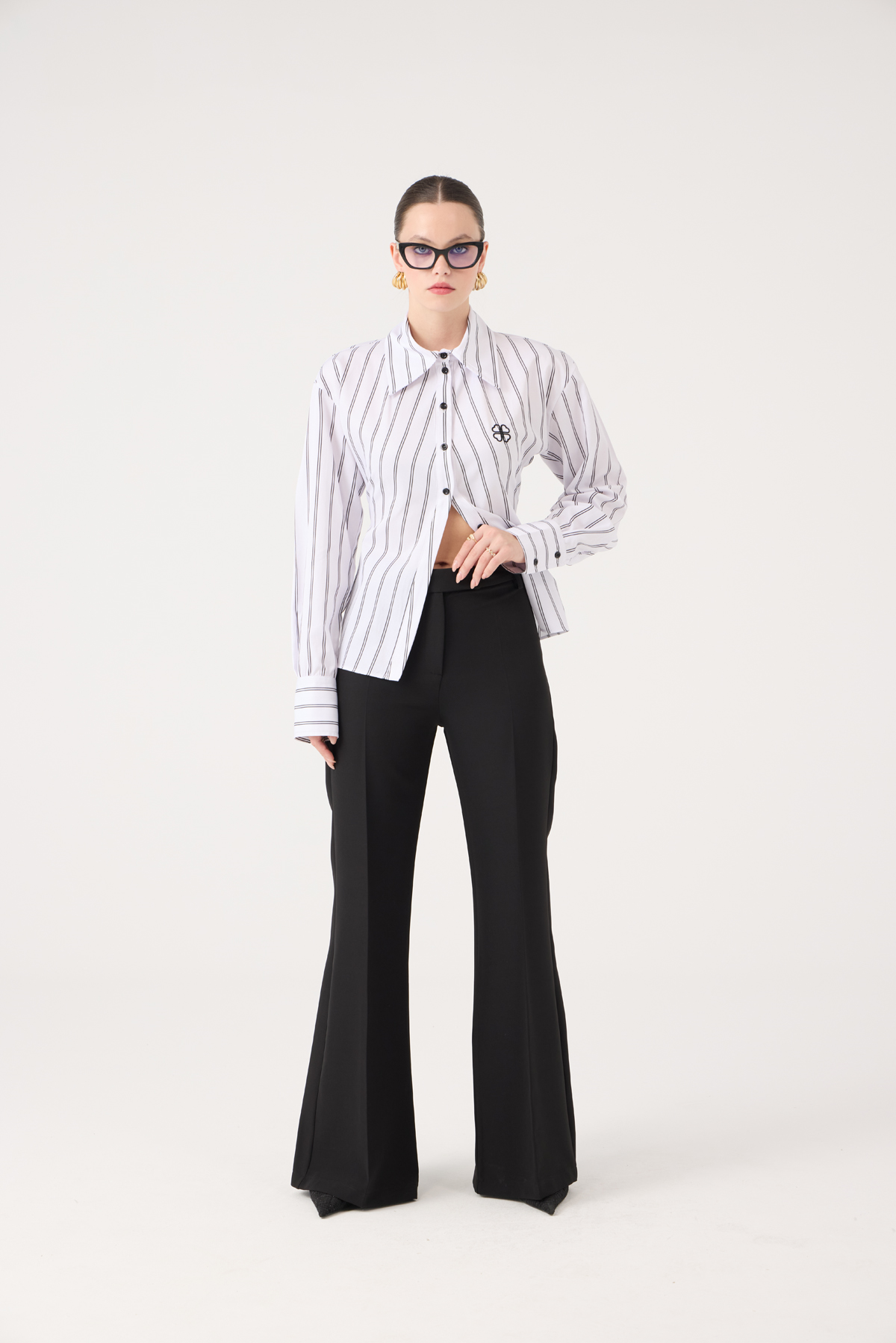Spanish Style High Waist Calista Trousers Black