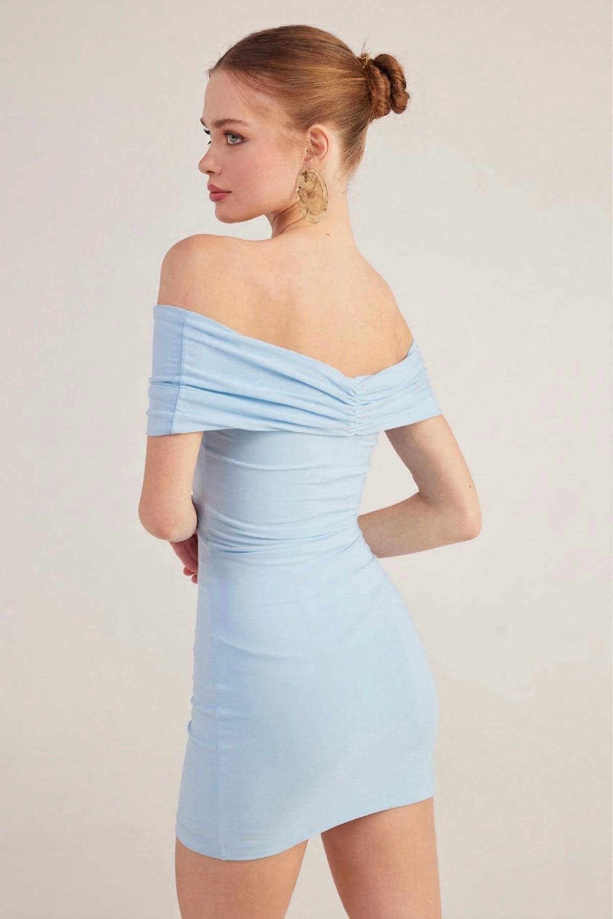 Madonna Yaka Mini Muse Elbise Mavi