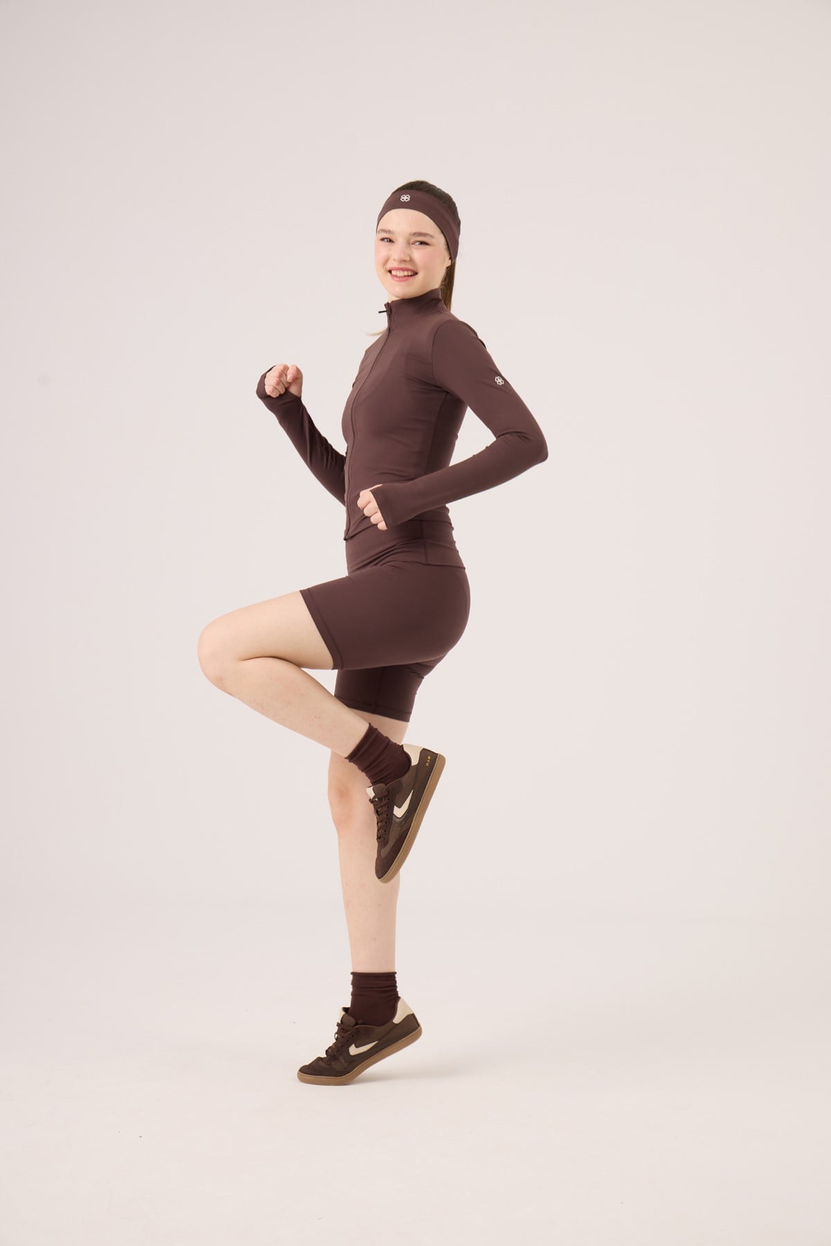 Waist-Crossed Mini Kacie Shorts, Brown
