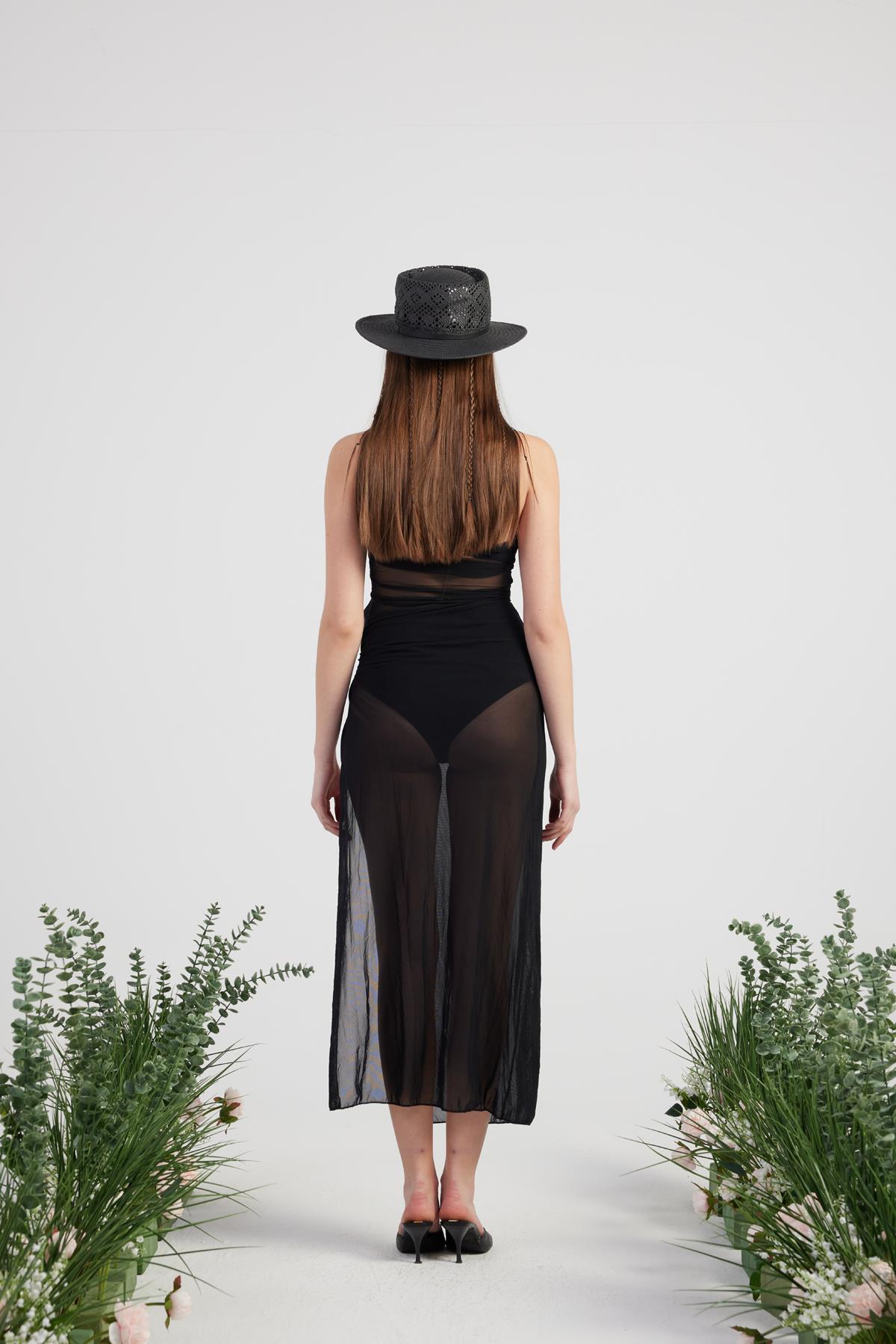 Standart Beden Etek ve Bluz Takım Royal Pareo Siyah