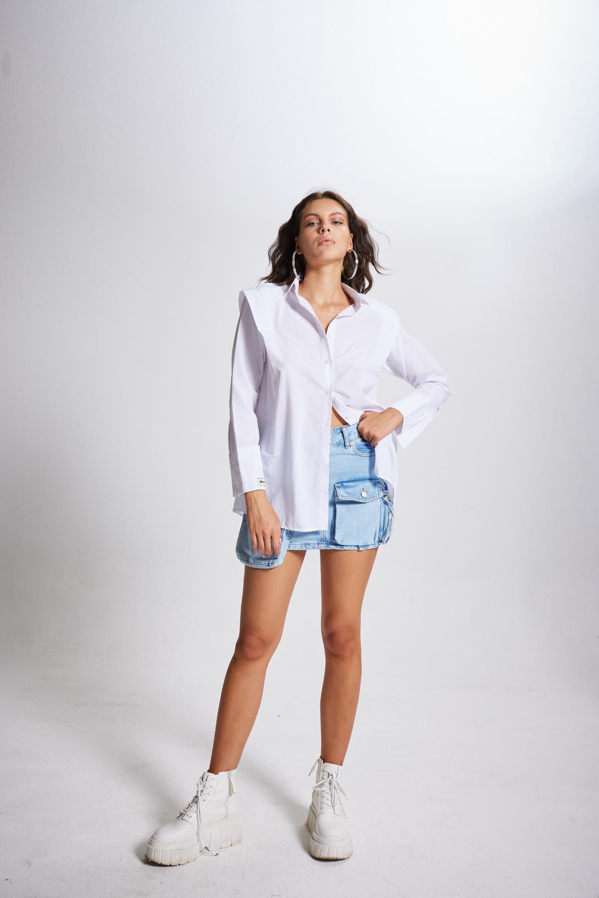 Kargo Cepli Mini Arina Jean Etek Mavi