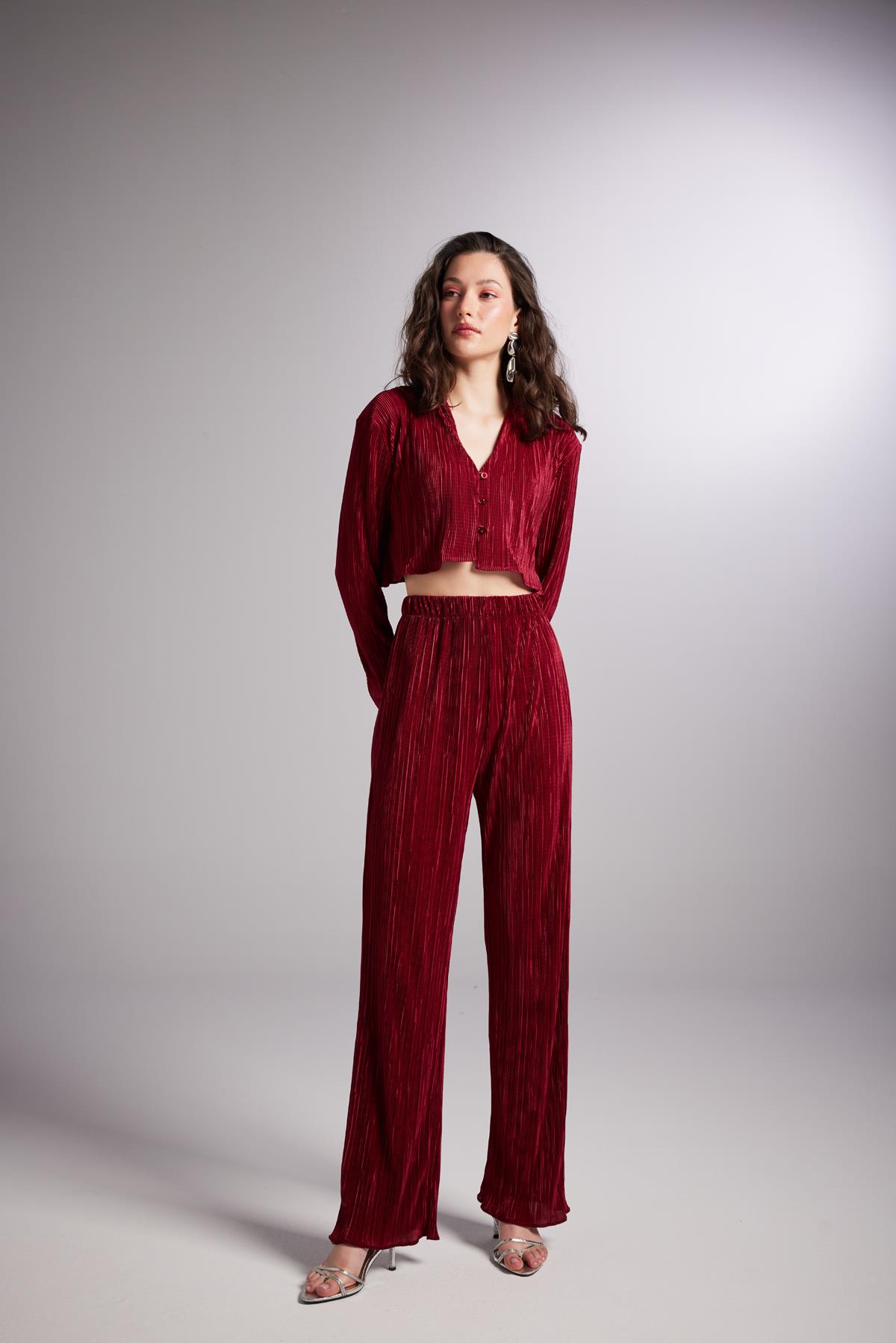 Comfy Crop Shirt Claret Red
