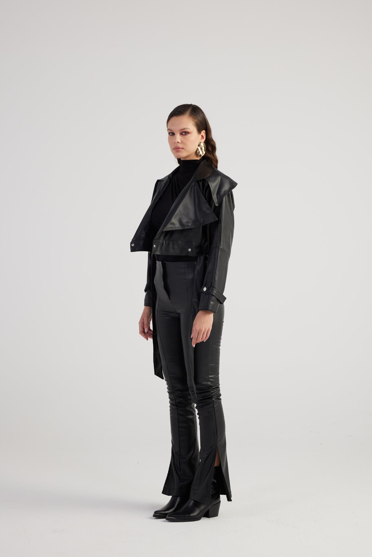 Neeko Leather Trousers Black