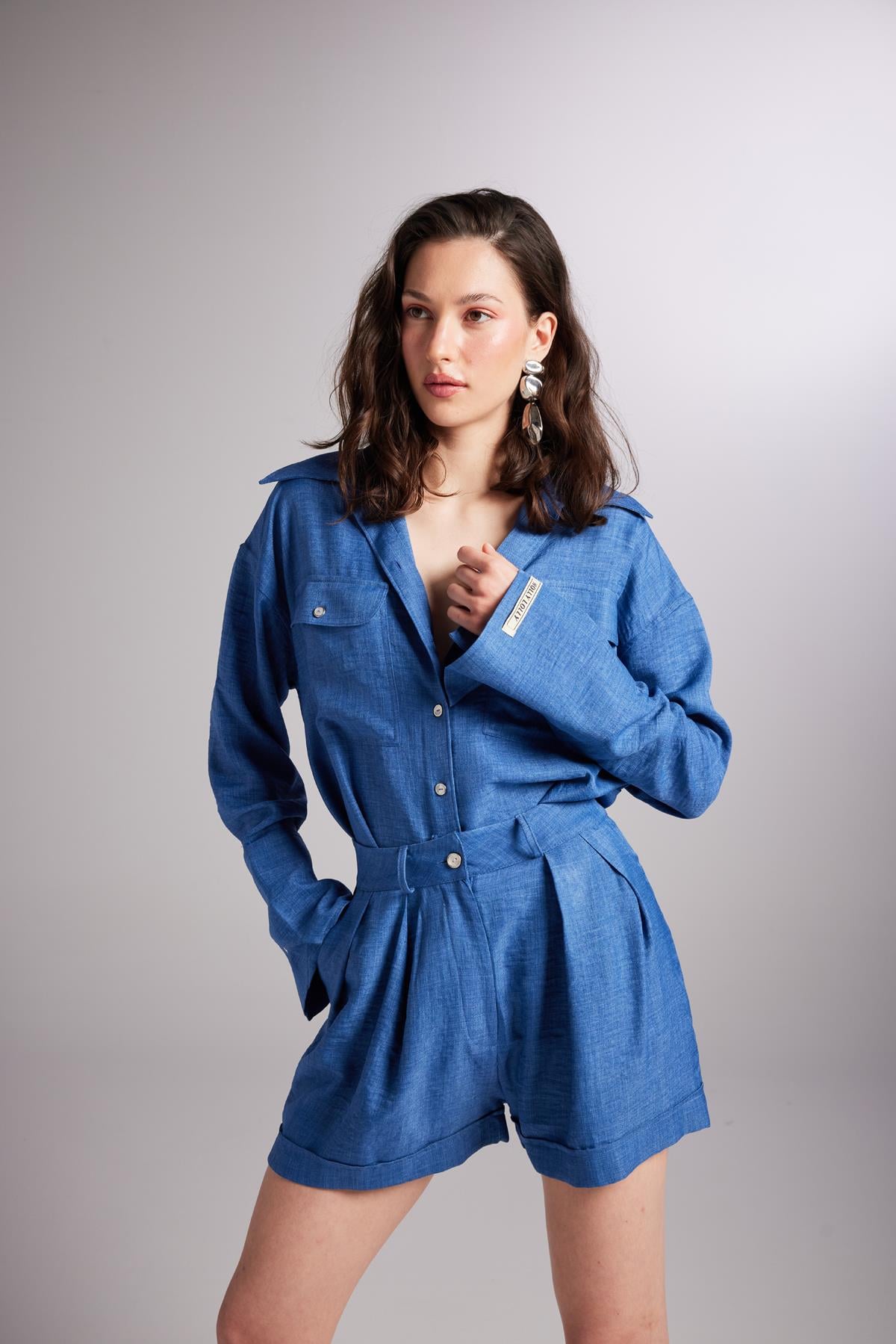 Oversize Kesim Julia Gömlek Mavi