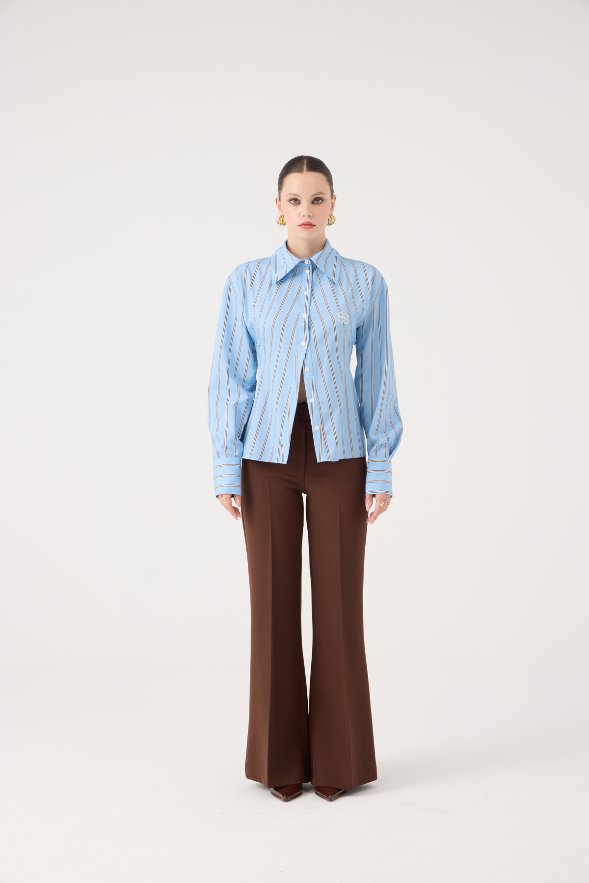 Spanish Style High Waist Calista Trousers Coffee