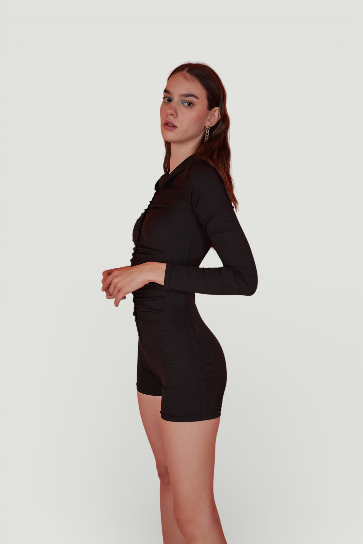 Düğme kapamalı Harley Tulum Siyah