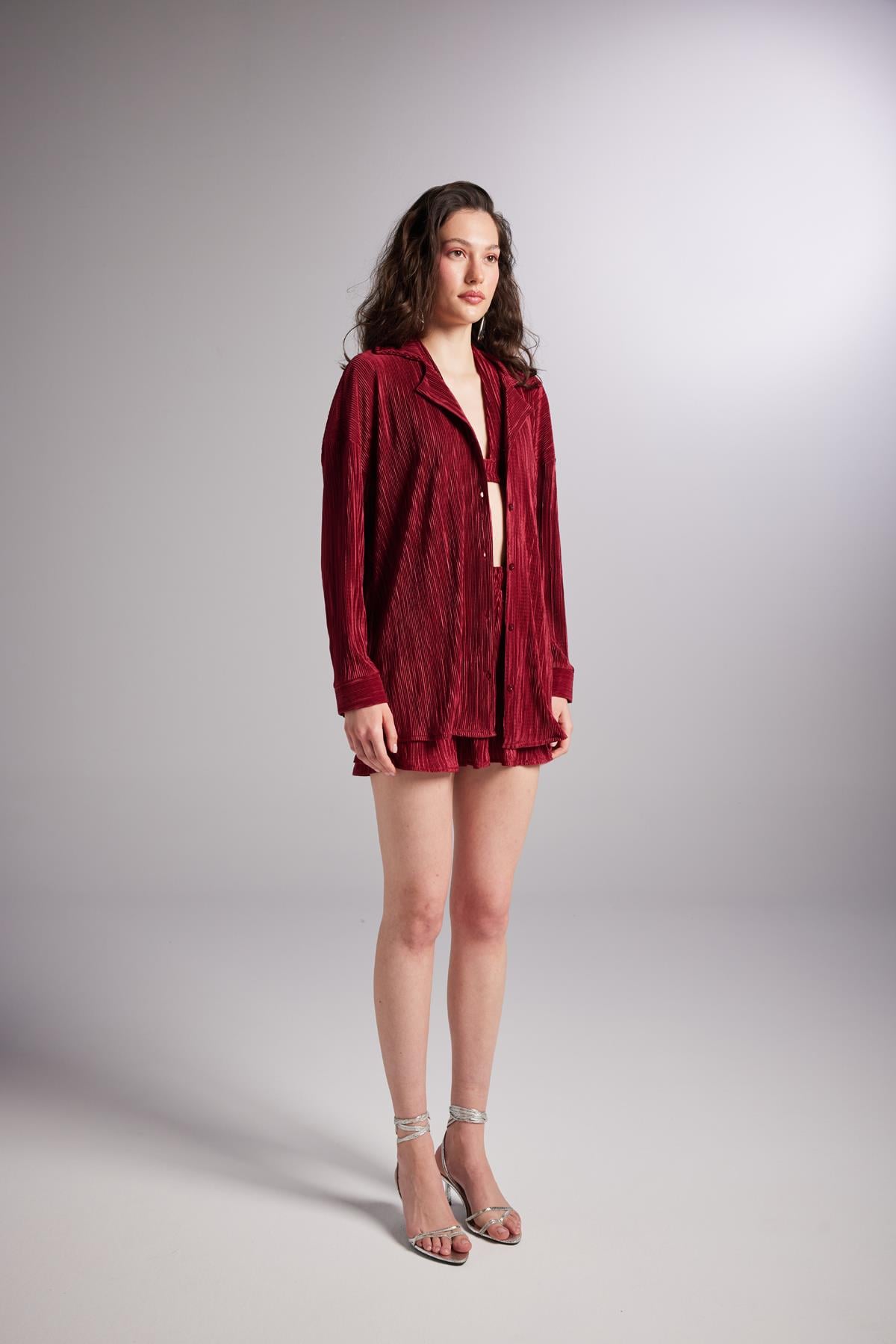 Comfy Oversize Shirt Claret Red