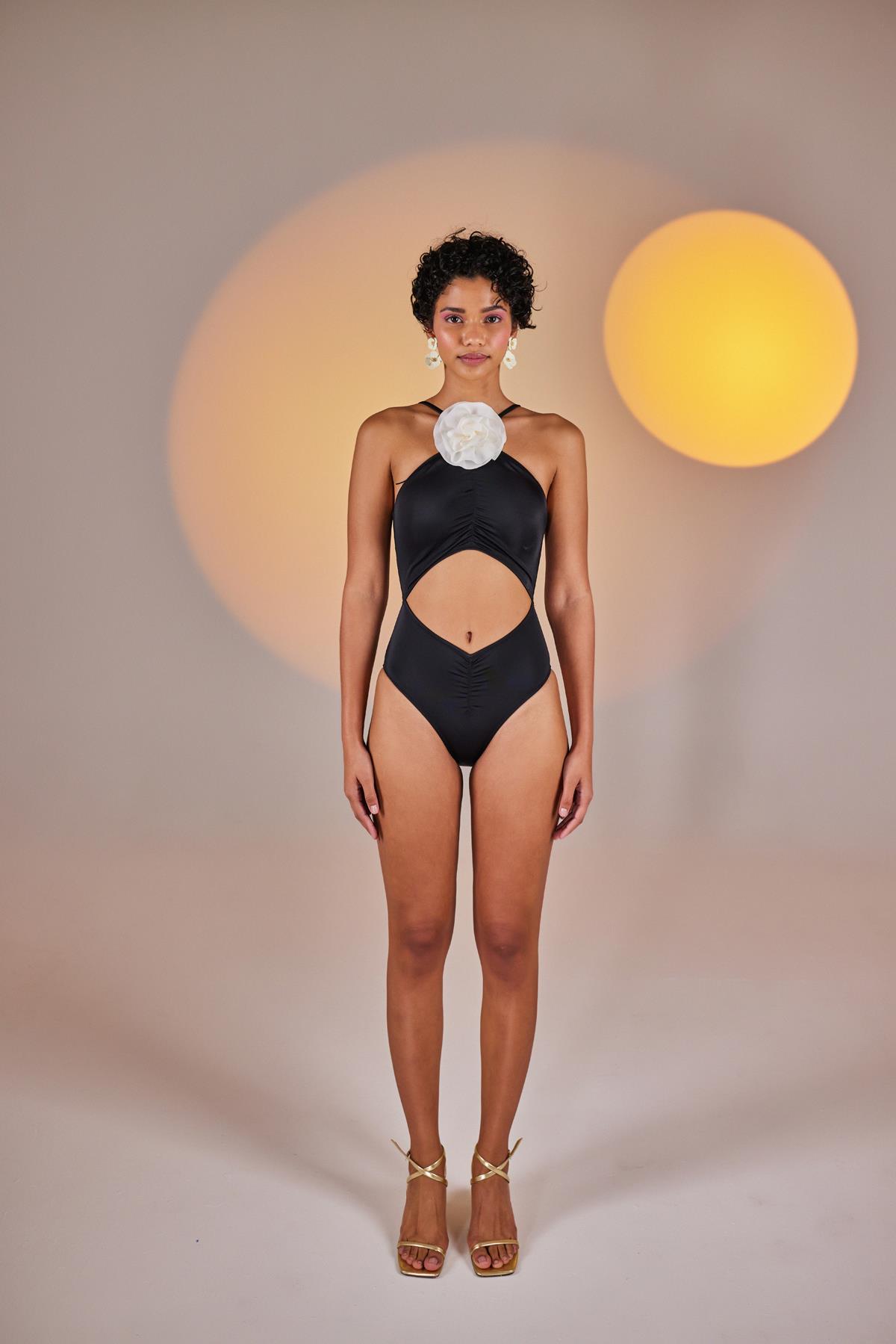 Çıkarılabilir Çiçek Detaylı Premium Bloom Mayo Siyah