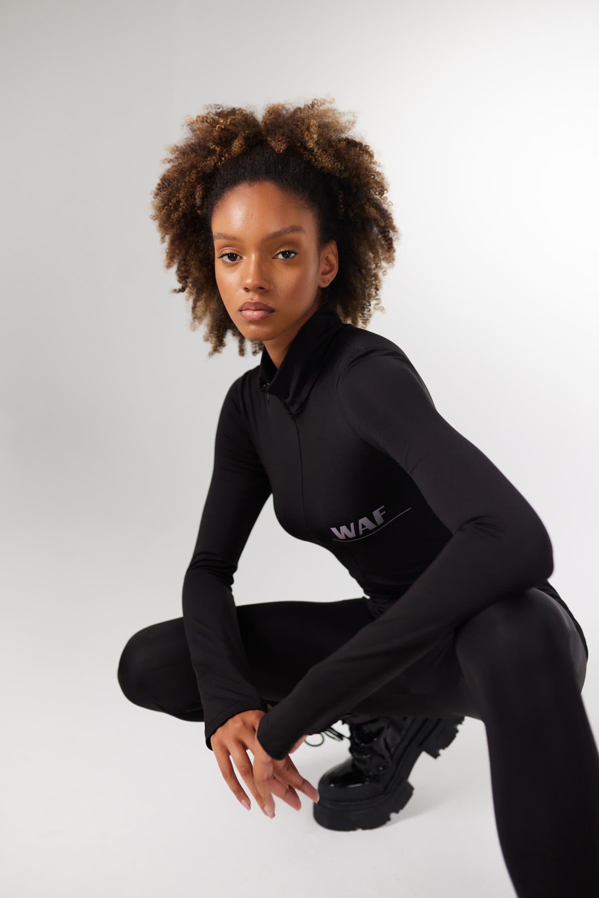 Balıkçı Yaka, Fermuar kapamalı WAF Tulum Siyah