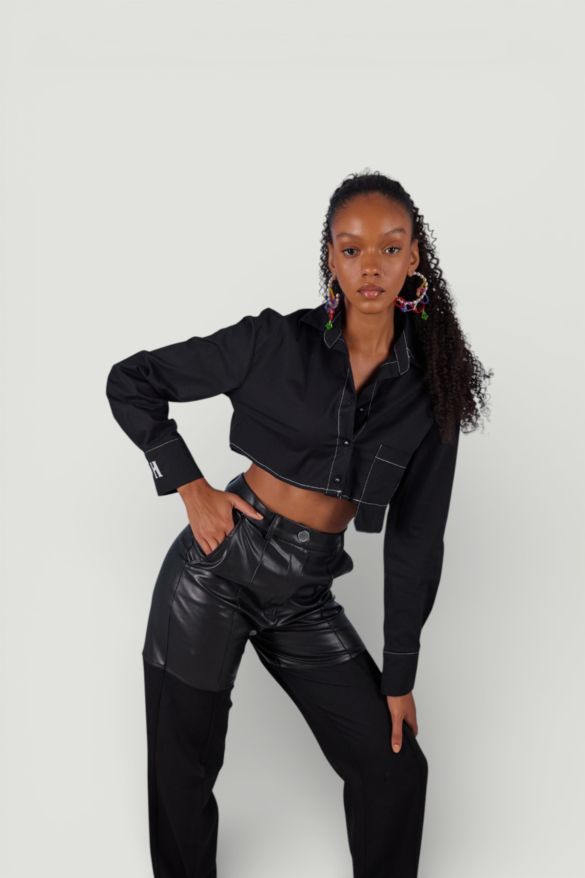 Göğüs Cepli Pocket Gömlek Siyah