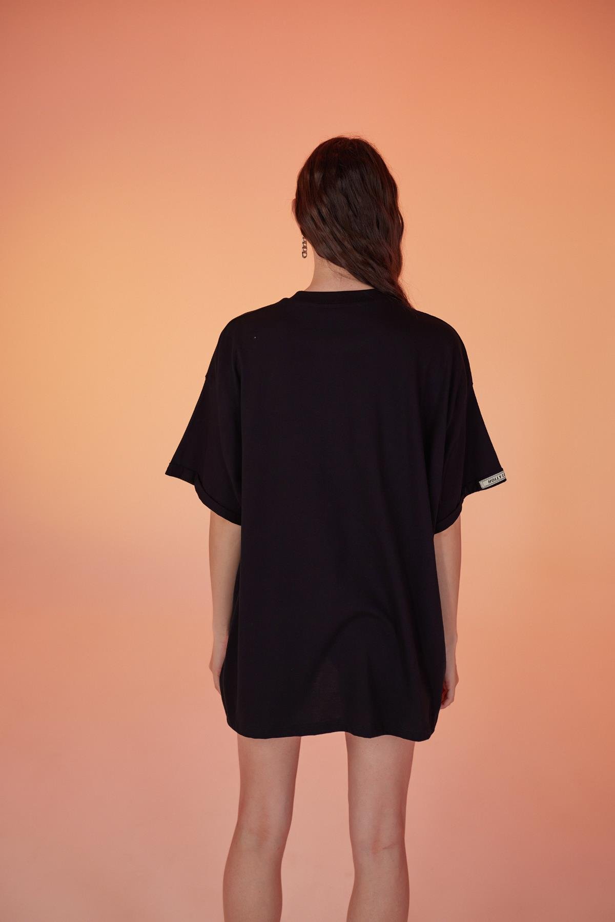  Pamuklu Unisex Oversize Lure Tshirt Siyah