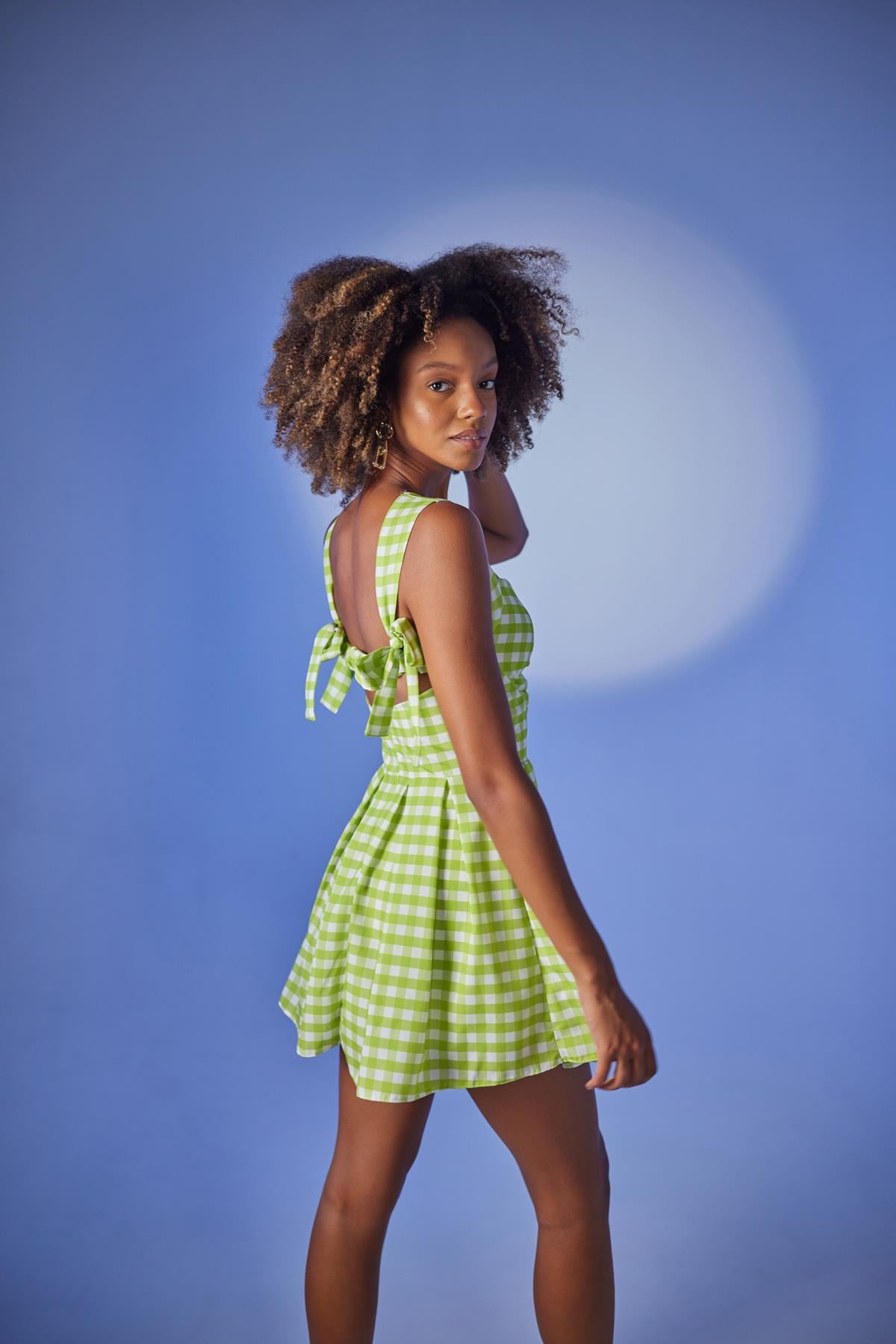 Pötikare Model Astarlı Palm Elbise Yeşil