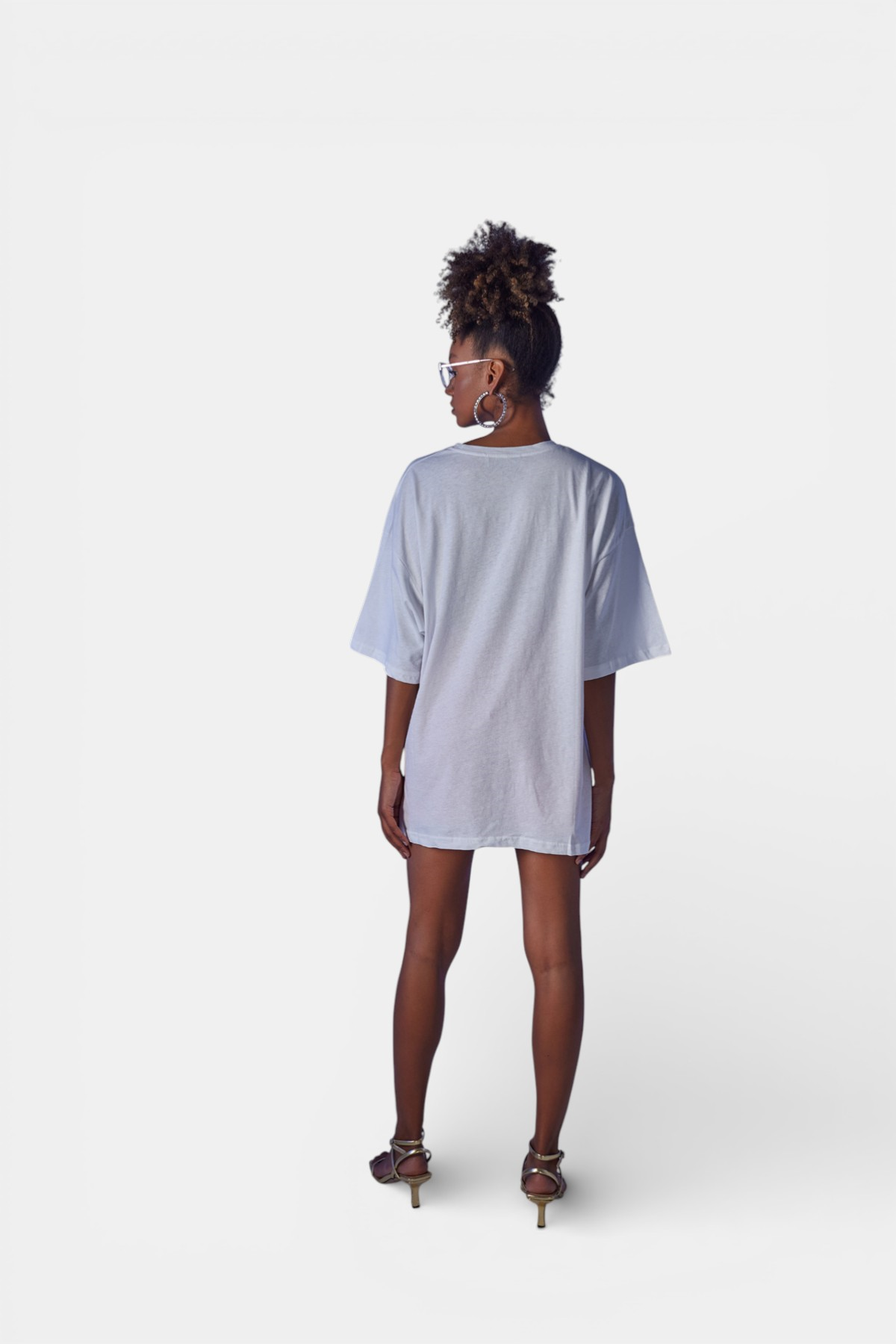 Oversize Baskılı Censored T-Shirt Beyaz