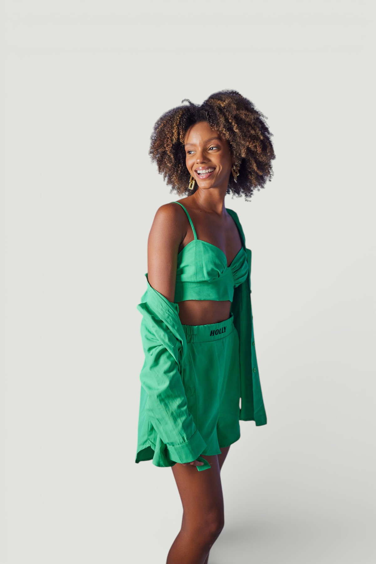 Oversize model düğme kapamalı Leti Gömlek Yeşil