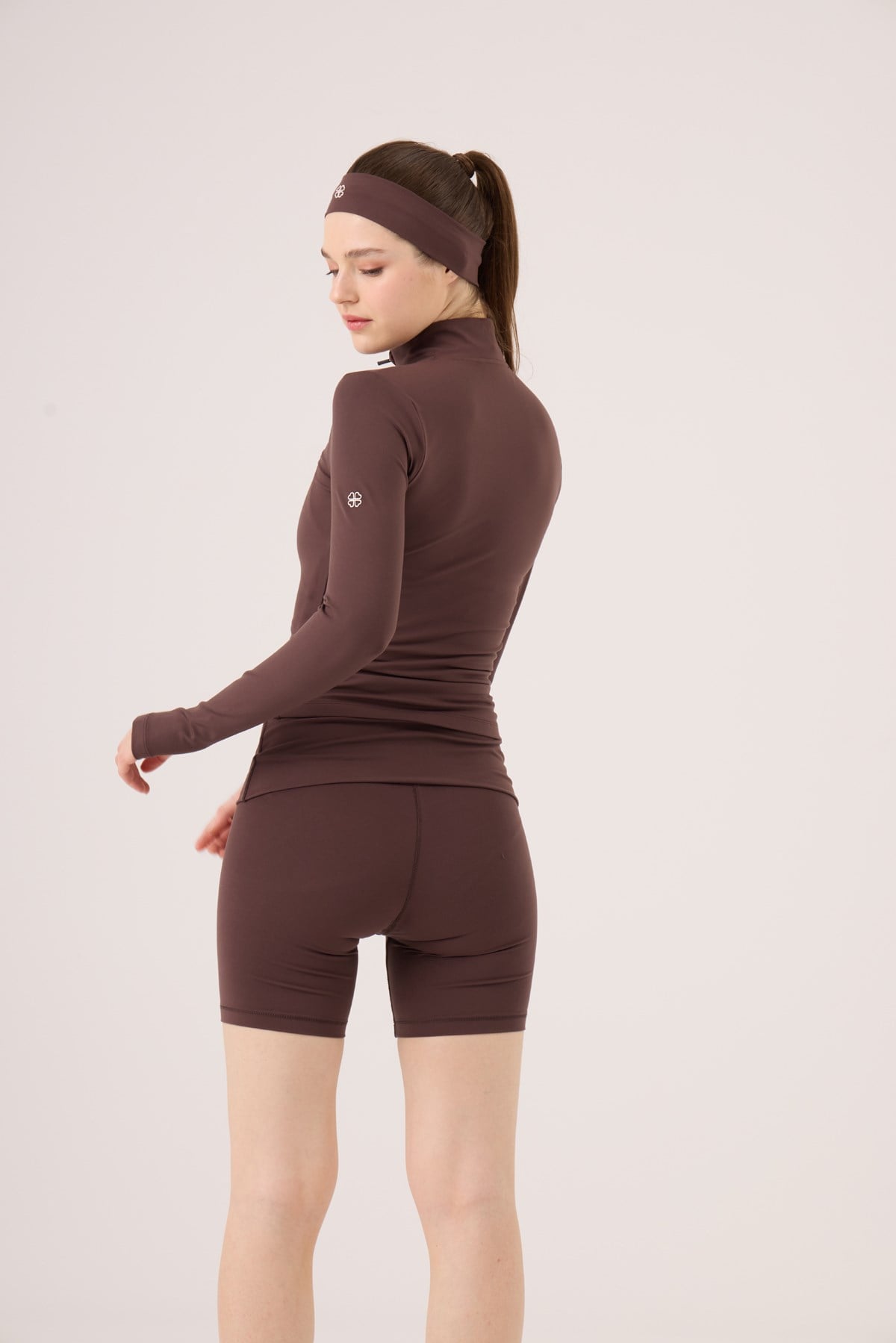 Waist-Crossed Mini Kacie Shorts, Brown