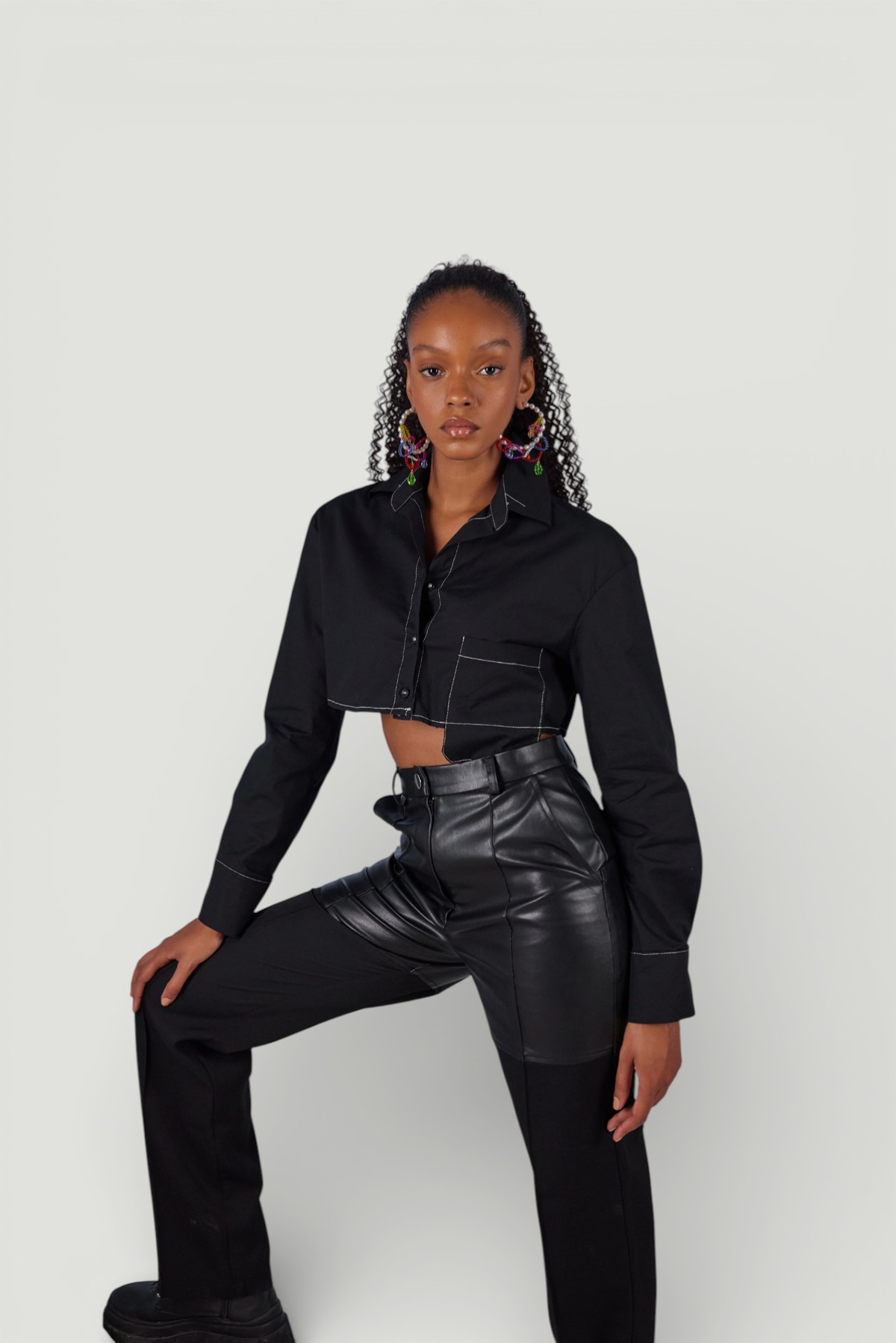 Göğüs Cepli Pocket Gömlek Siyah