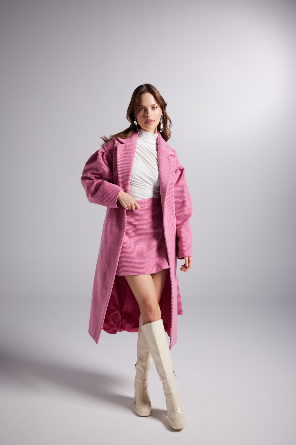 Çan Model A Kesim Mini Kaşe Mira Etek Pembe
