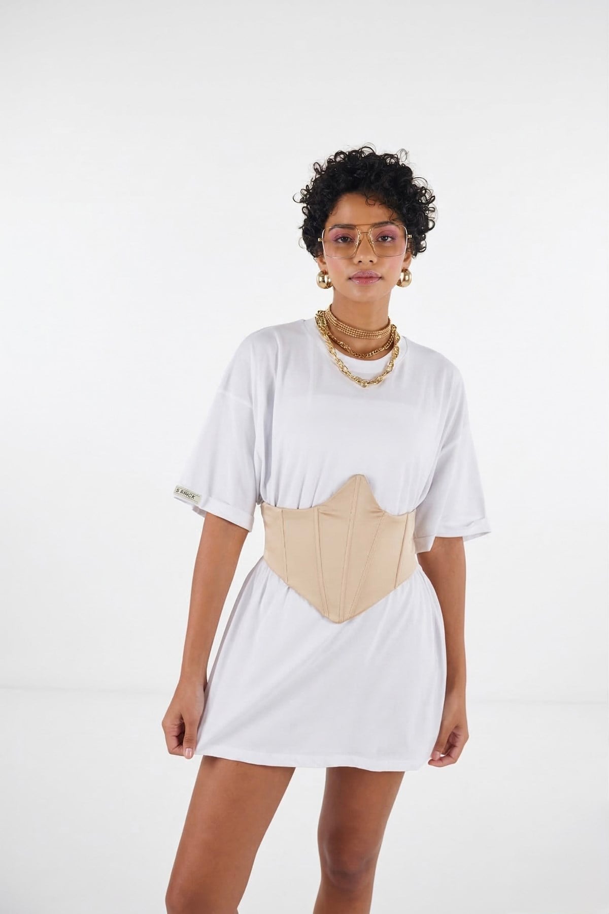 Arkası Gipeli Satin Korse Bej