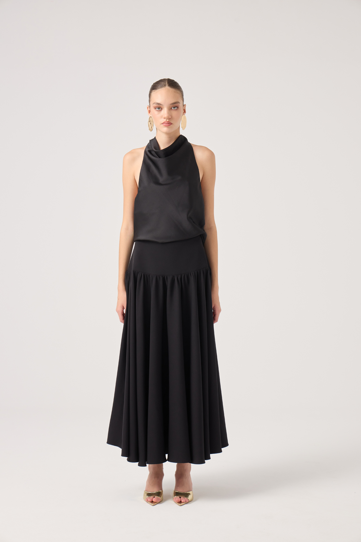 Fermuarlı Uzun Elenor Etek Siyah