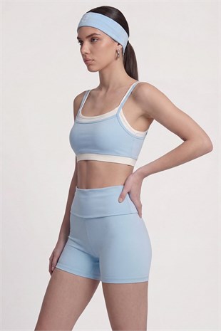 Beli Kıvrımlı Mini Kacie Şort Mavi