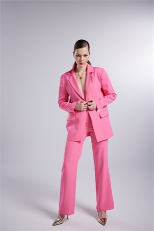 Vatklı Cepli Panky Blazer Ceket Pembe