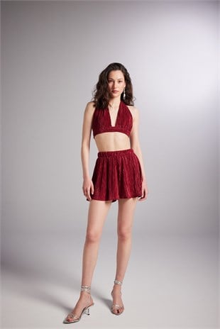 Beli Lastikli Bağlamalı Comfy Büstiyer Bordo